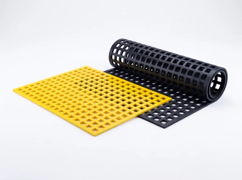 Polyurethane and rubber screen mats